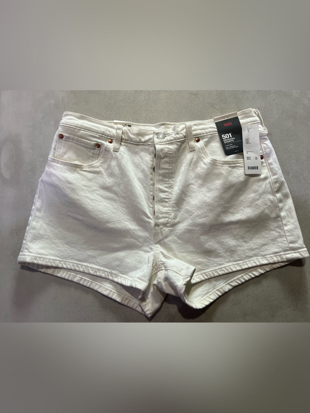 Levi's 501 White High-Rise Denim Shorts